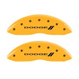 MGP 4 Caliper Covers Engraved Front & Rear With stripes/Dodge Yellow finish black ch thumbnail 5