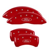 MGP 4 Caliper Covers Engraved Front & Rear Oval logo/Ford Red finish silver ch thumbnail 2