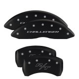 MGP 4 Caliper Covers Engraved Front Cursive/Challenger Engraved Rear RT Black finish silver ch thumbnail 2