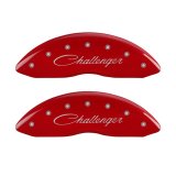 MGP 4 Caliper Covers Engraved Front Cursive/Challenger Engraved Rear RT Red finish silver ch thumbnail 3