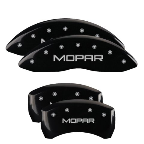 MGP 4 Caliper Covers Engraved Front & Rear MOPAR Black finish silver ch thumbnail 4