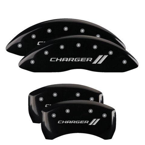 MGP 4 Caliper Covers Engraved Front & Rear With stripes/Charger Black finish silver ch thumbnail 5