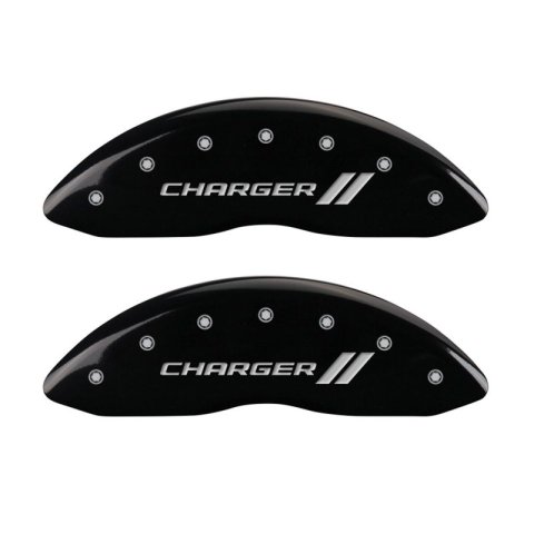 MGP 4 Caliper Covers Engraved Front & Rear With stripes/Charger Black finish silver ch thumbnail 7