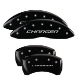 MGP 4 Caliper Covers Engraved Front & Rear Block/Charger Black finish silver ch thumbnail 1
