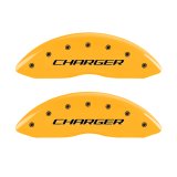 MGP 4 Caliper Covers Engraved Front Charger Engraved Rear RT Yellow finish black ch thumbnail 7