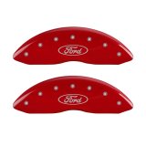 MGP Front set 2 Caliper Covers Engraved Front Oval logo/Ford Red finish silver ch thumbnail 2