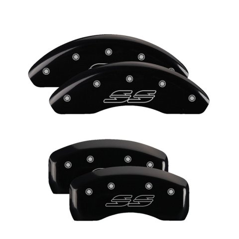 MGP Front set 2 Caliper Covers Engraved Front Chevy racing Yellow finish black ch thumbnail 6