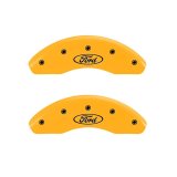MGP Front set 2 Caliper Covers Engraved Front Oval logo/Ford Yellow finish black ch thumbnail 2