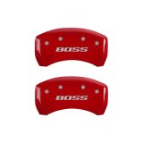 MGP Rear set 2 Caliper Covers Engraved Rear Boss Red finish silver ch thumbnail 2