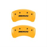MGP Rear set 2 Caliper Covers Engraved Rear Boss Yellow finish black ch thumbnail 1
