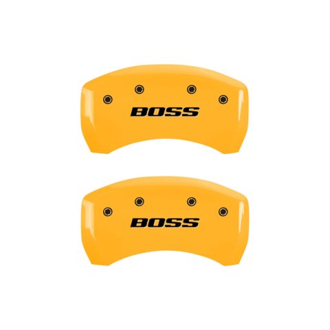MGP Rear set 2 Caliper Covers Engraved Rear Boss Yellow finish black ch