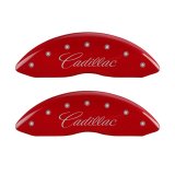 MGP 4 Caliper Covers Engraved Front & Rear Cursive/Cadillac Red finish silver ch thumbnail 4