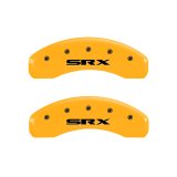MGP 4 Caliper Covers Engraved Front Cursive/Cadillac Engraved Rear SRX Yellow finish black ch thumbnail 9