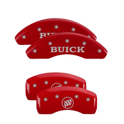 MGP 4 Caliper Covers Engraved Front Buick Engraved Rear Buick Shield Red finish silver ch thumbnail 4
