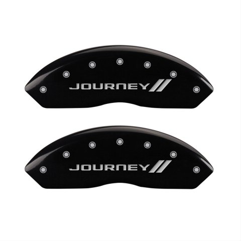 MGP 4 Caliper Covers Engraved Front & Rear With stripes/Journey Black finish silver ch thumbnail 1
