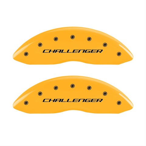 MGP 4 Caliper Covers Engraved Front & Rear Block/Challenger Yellow finish black ch