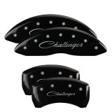 MGP 4 Caliper Covers Engraved Front & Rear Cursive/Challenger Black finish silver ch thumbnail 1
