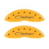 MGP 4 Caliper Covers Engraved Front & Rear Cursive/Challenger Yellow finish black ch thumbnail 7