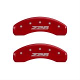 MGP 4 Caliper Covers Engraved Front Gen 5/Camaro Engraved Rear Gen 5/Z28 Red finish silver ch thumbnail 2