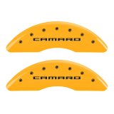 MGP 4 Caliper Covers Engraved Front Gen 5/Camaro Engraved Rear Gen 5/Z28 Yellow finish black ch thumbnail 4