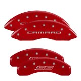 MGP 4 Caliper Covers Engraved Front Gen 5/Camaro Engraved Rear Gen 5/SS Red finish silver ch thumbnail 4