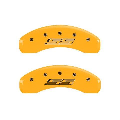 MGP 4 Caliper Covers Engraved Front & Rear Gen 5/SS Yellow finish black ch thumbnail 1