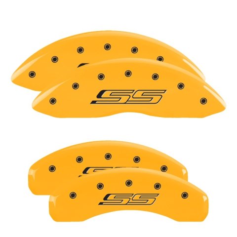 MGP 4 Caliper Covers Engraved Front & Rear Gen 5/SS Yellow finish black ch thumbnail 4