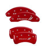 MGP 4 Caliper Covers Engraved Front & Rear With stripes/Dart Red finish silver ch thumbnail 3