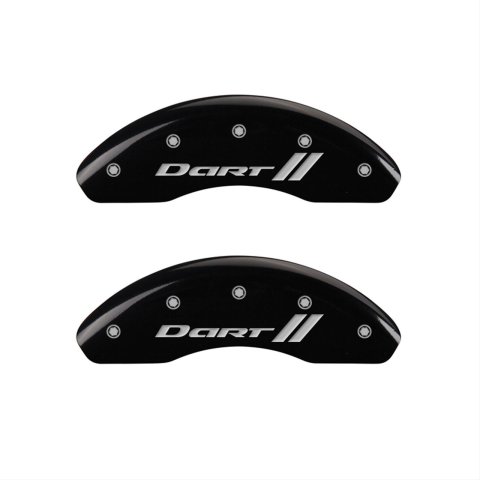 MGP 4 Caliper Covers Engraved Front & Rear With stripes/Dart Black finish silver ch