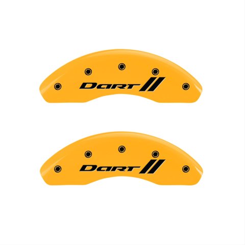 MGP 4 Caliper Covers Engraved Front & Rear With stripes/Dart Yellow finish black ch thumbnail 1