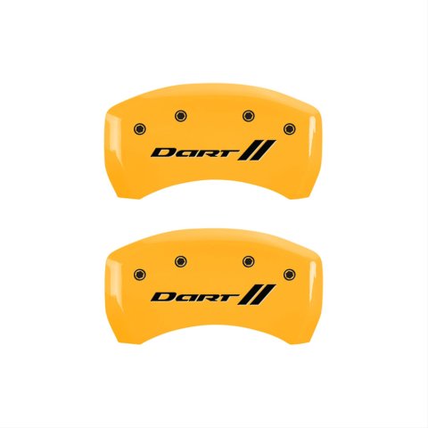 MGP 4 Caliper Covers Engraved Front & Rear With stripes/Dart Yellow finish black ch thumbnail 2