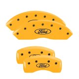 MGP 4 Caliper Covers Engraved Front & Rear Oval logo/Ford Yellow finish black ch thumbnail 4