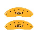 MGP 4 Caliper Covers Engraved Front & Rear Oval logo/Ford Yellow finish black ch thumbnail 5