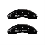 MGP 4 Caliper Covers Engraved Front & Rear Sonic Black finish silver ch thumbnail 1
