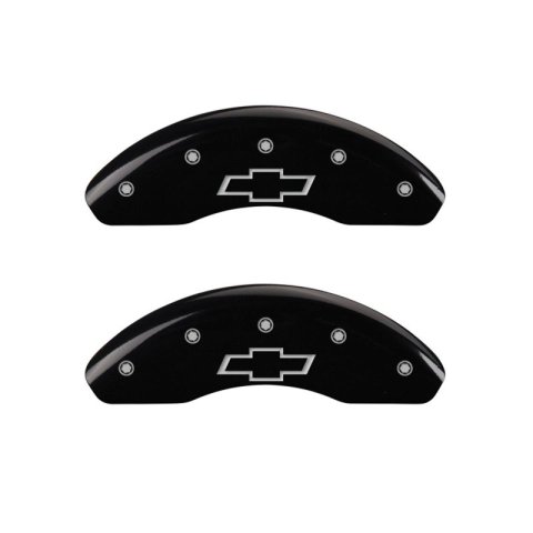 MGP Front set 2 Caliper Covers Engraved Front Bowtie Black finish silver ch thumbnail 4