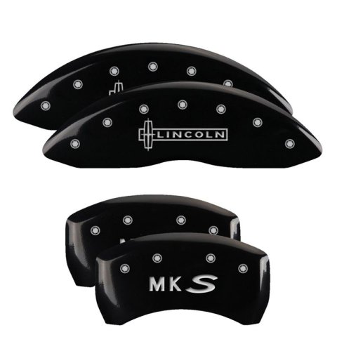 MGP 4 Caliper Covers Engraved Front Lincoln Engraved Rear MKS Black finish silver ch thumbnail 3