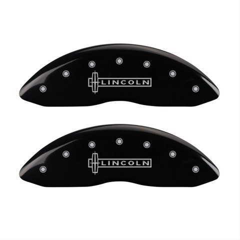 MGP 4 Caliper Covers Engraved Front Lincoln Engraved Rear Star logo Black finish silver ch thumbnail 1