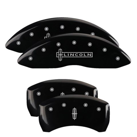 MGP 4 Caliper Covers Engraved Front Lincoln Engraved Rear Star logo Black finish silver ch thumbnail 3