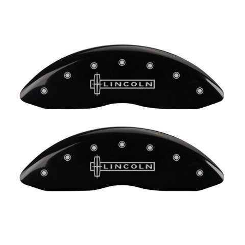 MGP 4 Caliper Covers Engraved Front Lincoln Engraved Rear Star logo Black finish silver ch thumbnail 5