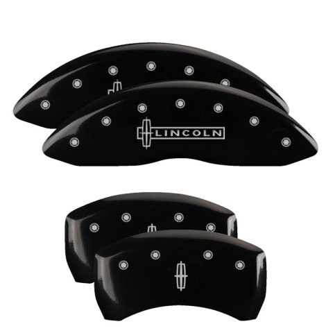 MGP 4 Caliper Covers Engraved Front Lincoln Engraved Rear Star logo Black finish silver ch thumbnail 7