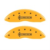MGP 4 Caliper Covers Engraved Front Lincoln Engraved Rear Star logo Yellow finish black ch thumbnail 1