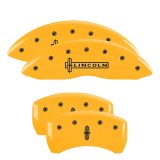 MGP 4 Caliper Covers Engraved Front Lincoln Engraved Rear Star logo Yellow finish black ch thumbnail 3