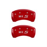 MGP 4 Caliper Covers Engraved Front Lincoln Engraved Rear MKS Red finish silver ch thumbnail 2