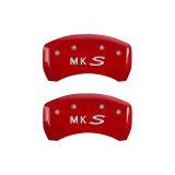 MGP 4 Caliper Covers Engraved Front Lincoln Engraved Rear MKS Red finish silver ch thumbnail 9