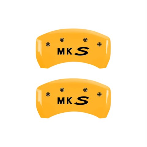 MGP 4 Caliper Covers Engraved Front Lincoln Engraved Rear MKS Yellow finish black ch
