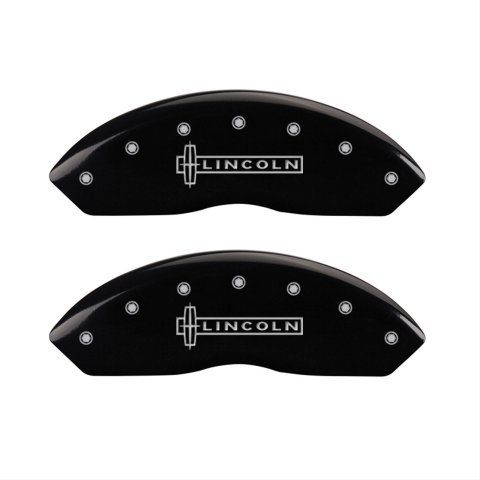 MGP 4 Caliper Covers Engraved Front Lincoln Engraved Rear Star logo Black finish silver ch thumbnail 1