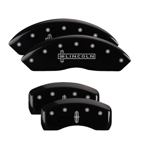 MGP 4 Caliper Covers Engraved Front Lincoln Engraved Rear Star logo Black finish silver ch thumbnail 3