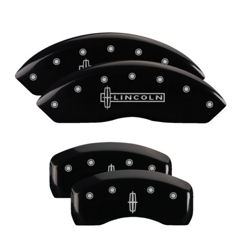 MGP 4 Caliper Covers Engraved Front Lincoln Engraved Rear Star logo Black finish silver ch thumbnail 4