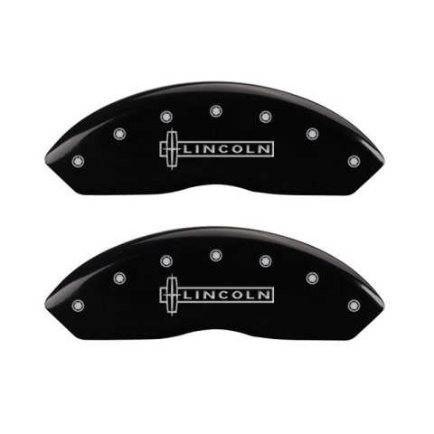 MGP 4 Caliper Covers Engraved Front Lincoln Engraved Rear Star logo Black finish silver ch thumbnail 6