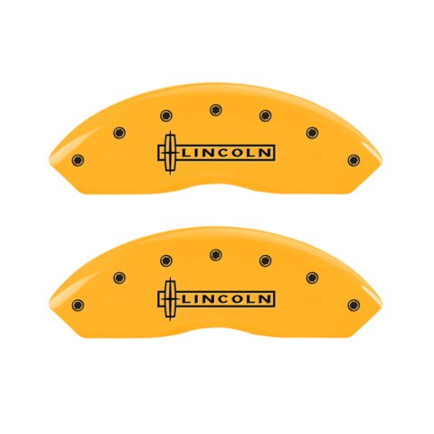 MGP 4 Caliper Covers Engraved Front Lincoln Engraved Rear Star logo Yellow finish black ch thumbnail 6